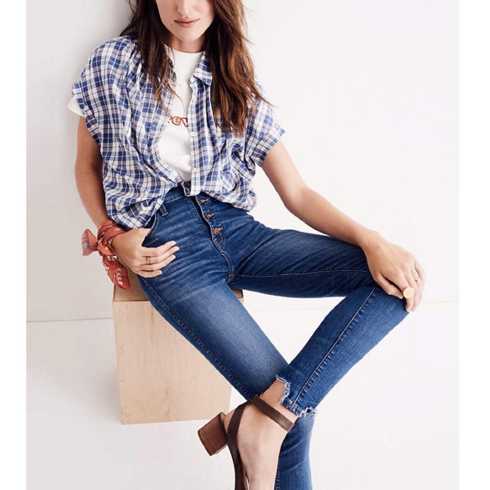 Madewell 10" High-Rise Skinny Jeans: Chewed-Hem 29